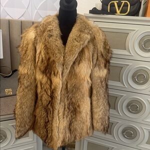 Blonde raccoon fur coat